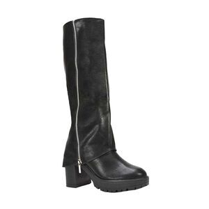XY London Womens/Ladies Juliana Folded Collar Knee-High Boots / Black